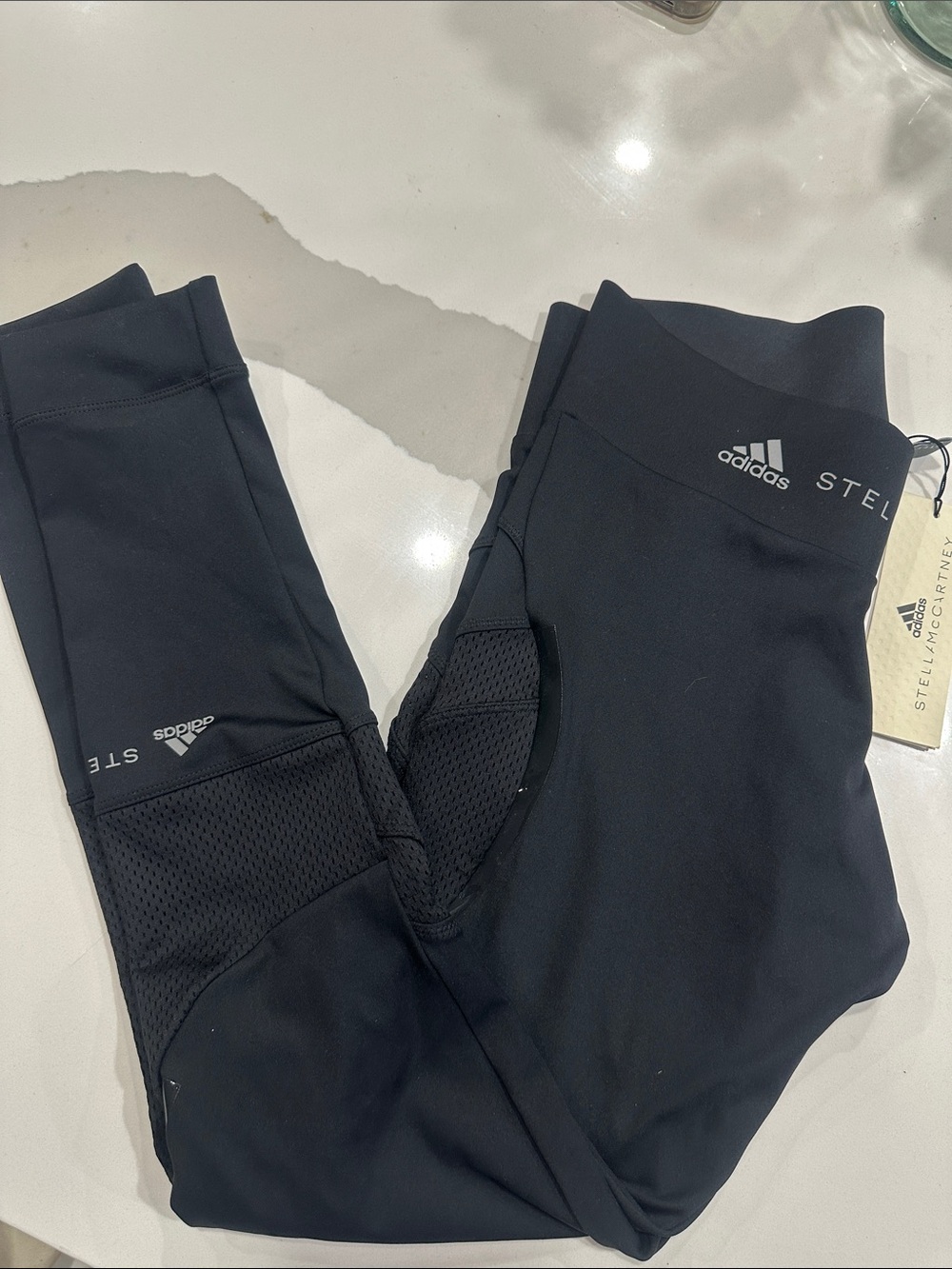 Stella McCartney for Adidas Athletic Leggings with Mesh Panels, size S